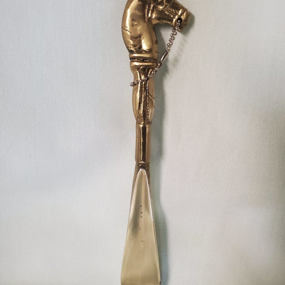 Beautiful Brass Horse Head Shoe Horn Vintage